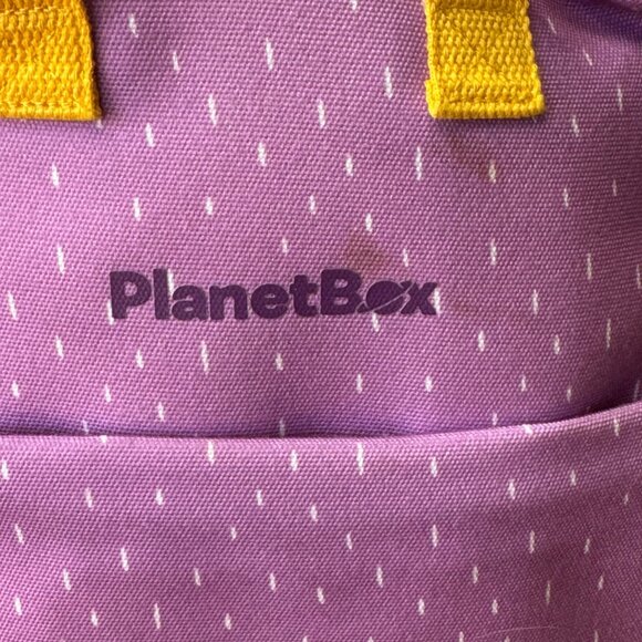 PLANETBOX Lunch Tote Bag Kids Backpack Purple & Yellow Pansy Dashes Planet Box - Picture 3 of 12